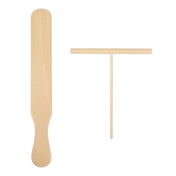 EeaseMX Cabilock 2pcs Kit de esparcidor de espátula de crepe de madera de haya Juego de herramientas profesionales para hacer tortillas