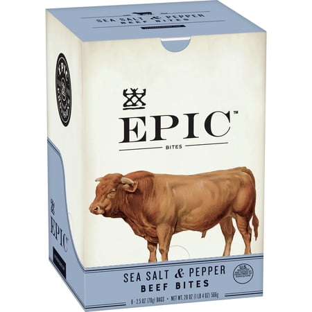 EPIC Beef Sea Salt Pepper Bites Jerky Keto Friendly 8 ct by Epic