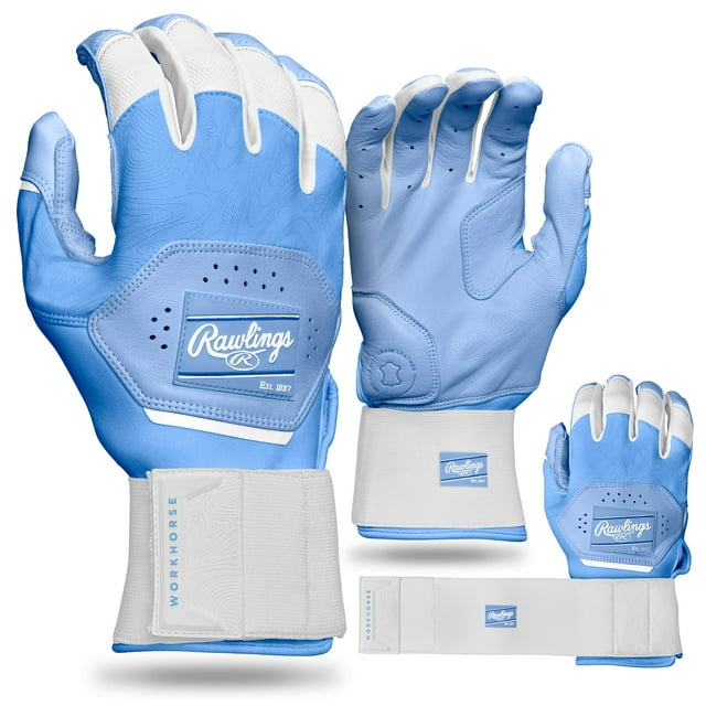 Guantes de bateo de béisbol Rawlings Workhorse Columbia Blue