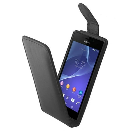 Vertical Flip Magnetic Button Leather Case for Sony Xperia Z3 Compact