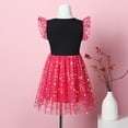 thumbnail image 3 of Bellafa Little Girls Sequin Tulle Dresses Princess Flutter Sleeve Tutu Dress For 2-8Y Toddler Girl Casual Party Dress, 3 of 8