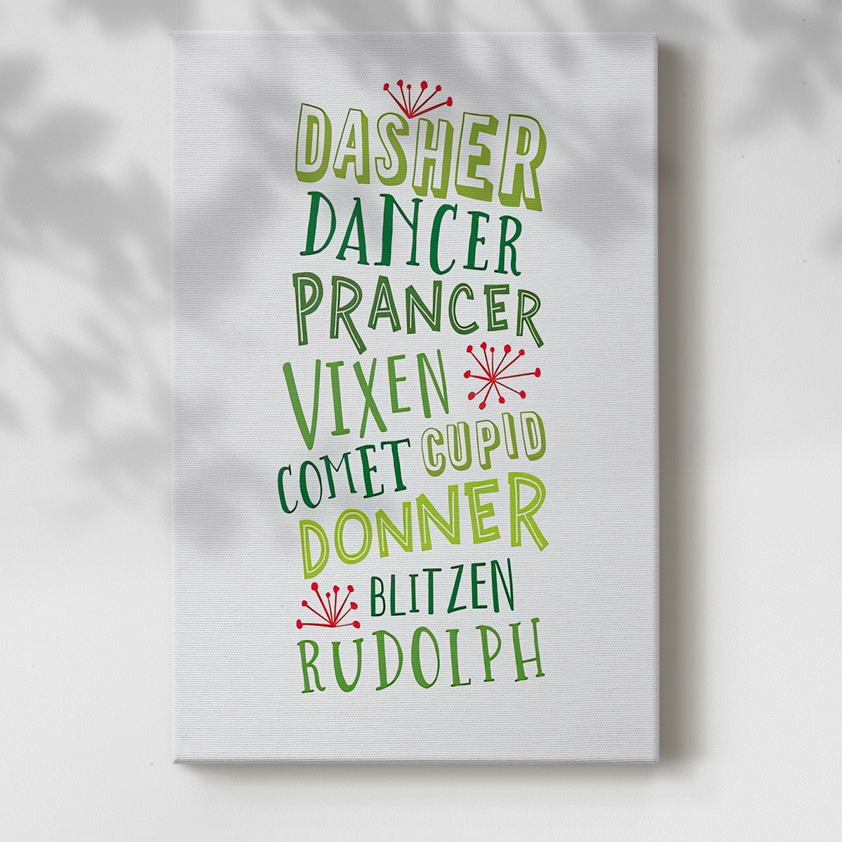 Reindeer Names - Green- Gallery Wrapped Canvas