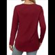 thumbnail image 4 of Camisa de Larga con Cuello Redondo para Mujer, Básica, Holgada, Informal Vino Tinto M, 4 of 5