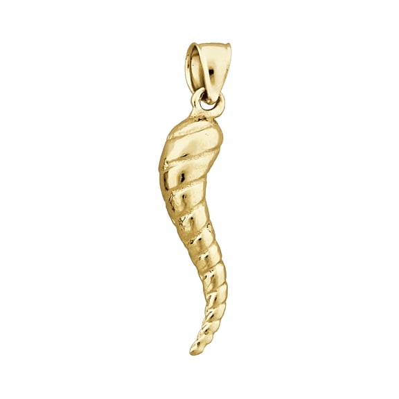 14K Gold 3D Italian Cornicello Horn Pendant