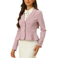 thumbnail image 4 of INSPIRE CHIC Work Short Blazer for Women's Lapel Collar Long Sleeve Ruffle Casual Office Jacket M Pink, 4 of 6