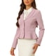 thumbnail image 4 of Blazer corto de trabajo INSPIRE CHIC para mujer con cuello de solapa, manga larga, volantes, chaqueta casual de oficina XL rosa, 4 of 6