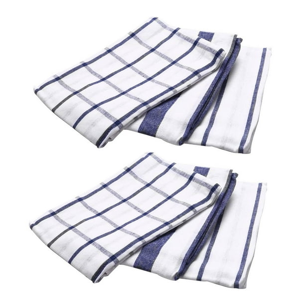 6 pièces de haute qualité bleu blanc Plaid rayé torchon cuisine serviette  serviette nappe 100% coton tissé tissu 