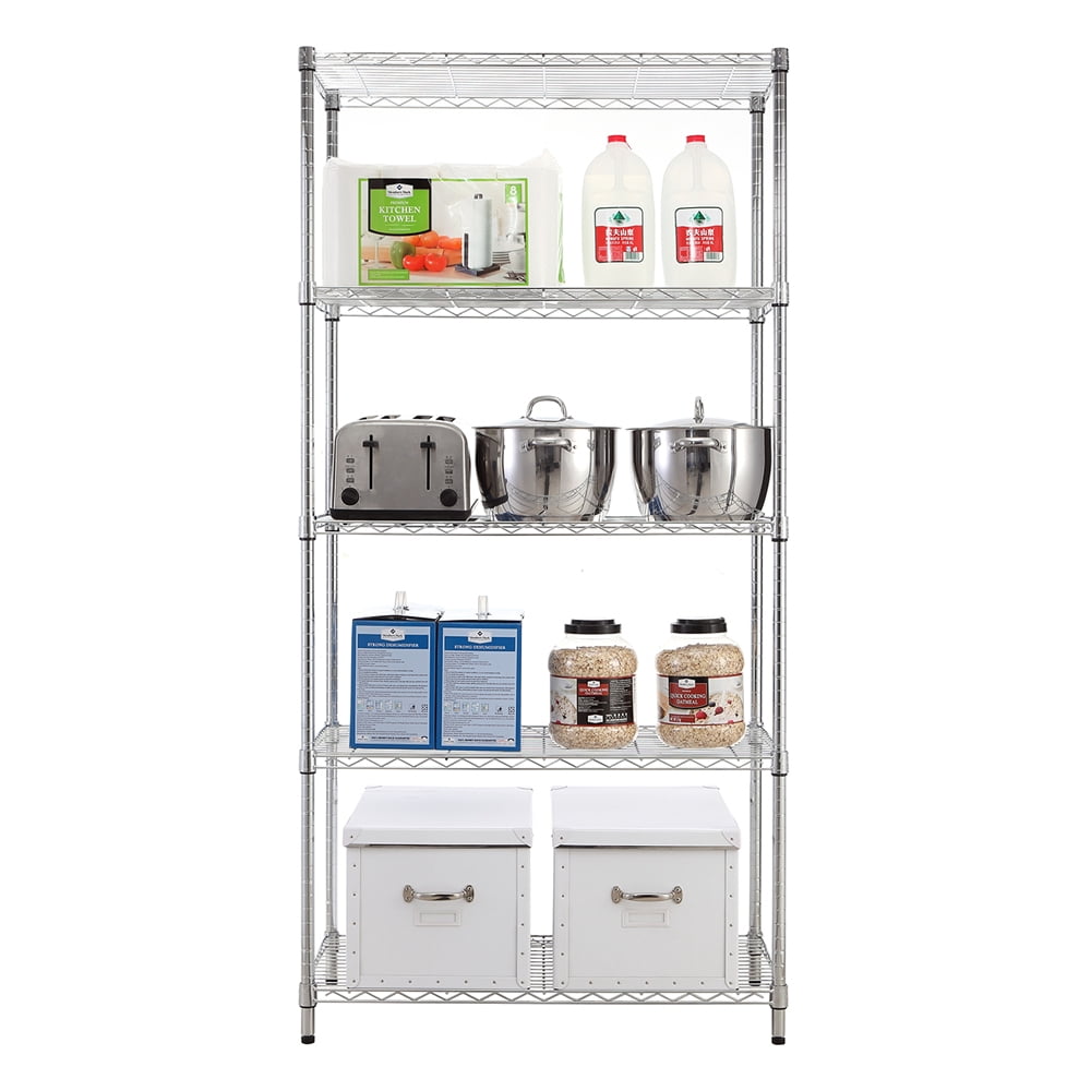 5 tier chrome utility wire shelving unit 18x36x72in