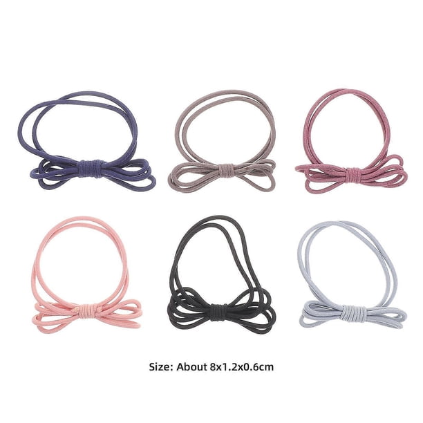 6pcs Two Layers Stretch Hair Ties Elastic Knot Bowknot Hair Ring Ponytail Holders Hair Accessories for Women Girls (Mixed Color)