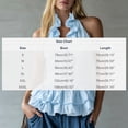 thumbnail image 3 of Craaazy Boho Tops for Women Sleeveless Halter Neck Solid Color Ruffle Trim Button Down Shirts for Everyday, 3 of 7