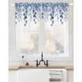 thumbnail image 2 of Blue Teal Botanical Swag Valances for Windows, Eucalyptus Leaves Pastoral Floral Rod Pocket Sheer Valances for Large Windows, Swag Toppers Light Filtering for Kitchen Living Room 2 Panels 36''x63'', 2 of 6