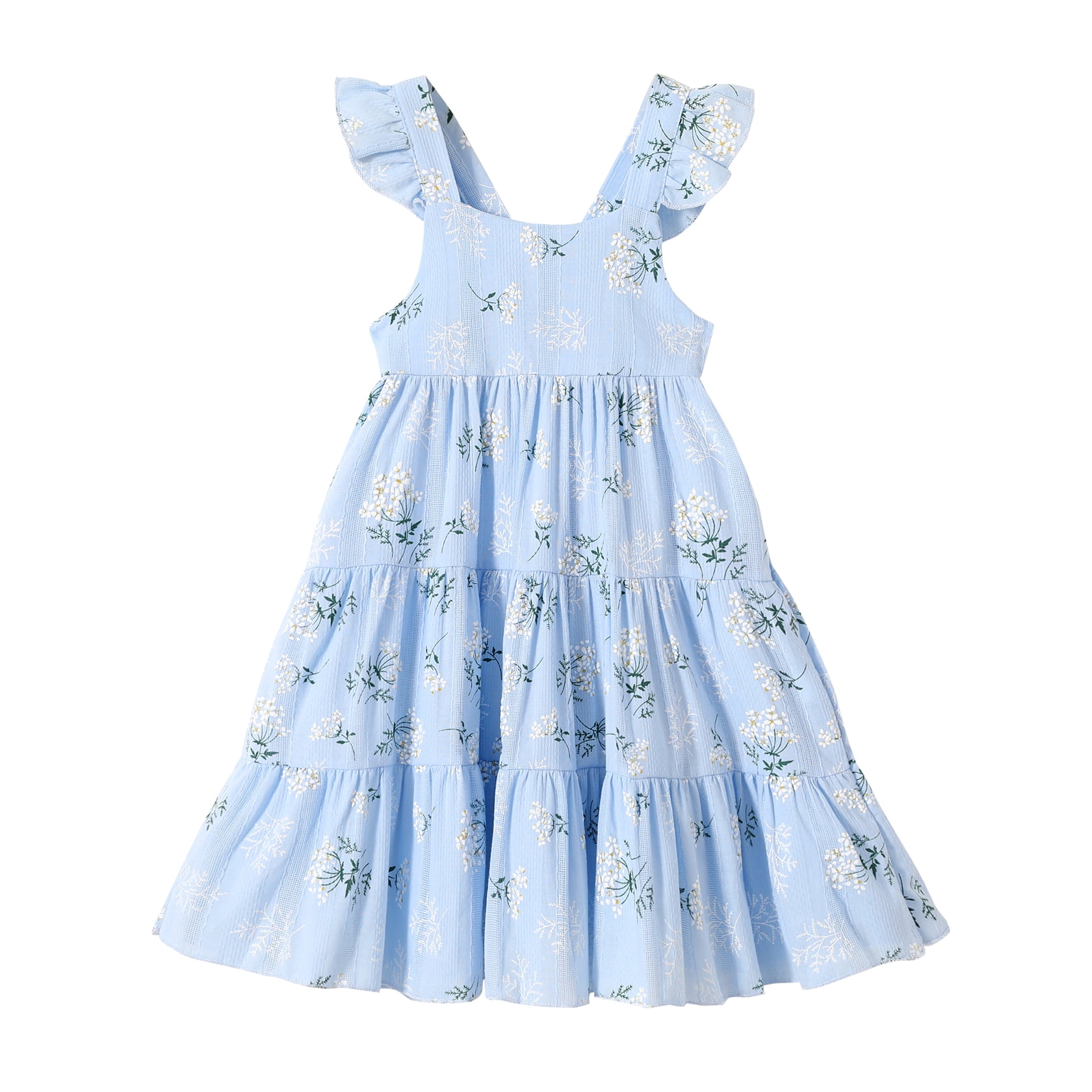 Younger Tree Baby Girls Summer Sleeveless Dress Kid Princess Flower Beach Butterfly Sundress for 18-24 Months