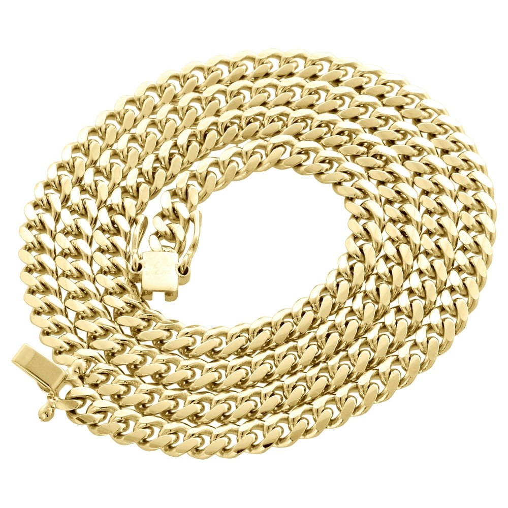 Jewelry For Less 14K Yellow Gold Solid Miami Cuban Link Chain 5mm Box