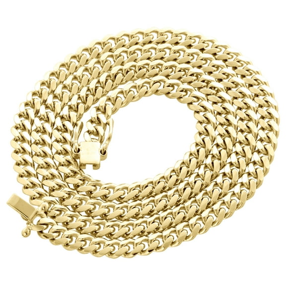 14K Yellow Gold Solid Miami Cuban Link Chain 5mm Box Clasp Necklace 24 Inch
