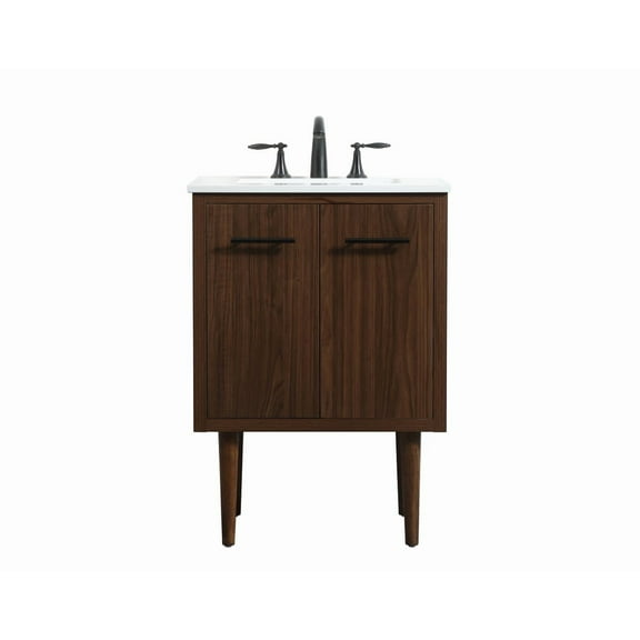 Elegant Decor 24 inch single bathroom vanity in walnut