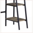 thumbnail image 5 of Desks, Industrial Rustic Oak and Black 2-Shelf Writing Desk with H-Shaped Base & Phone Holder, 30H x 43W x 20D | Oak | Particle Board+MDF, 5 of 9