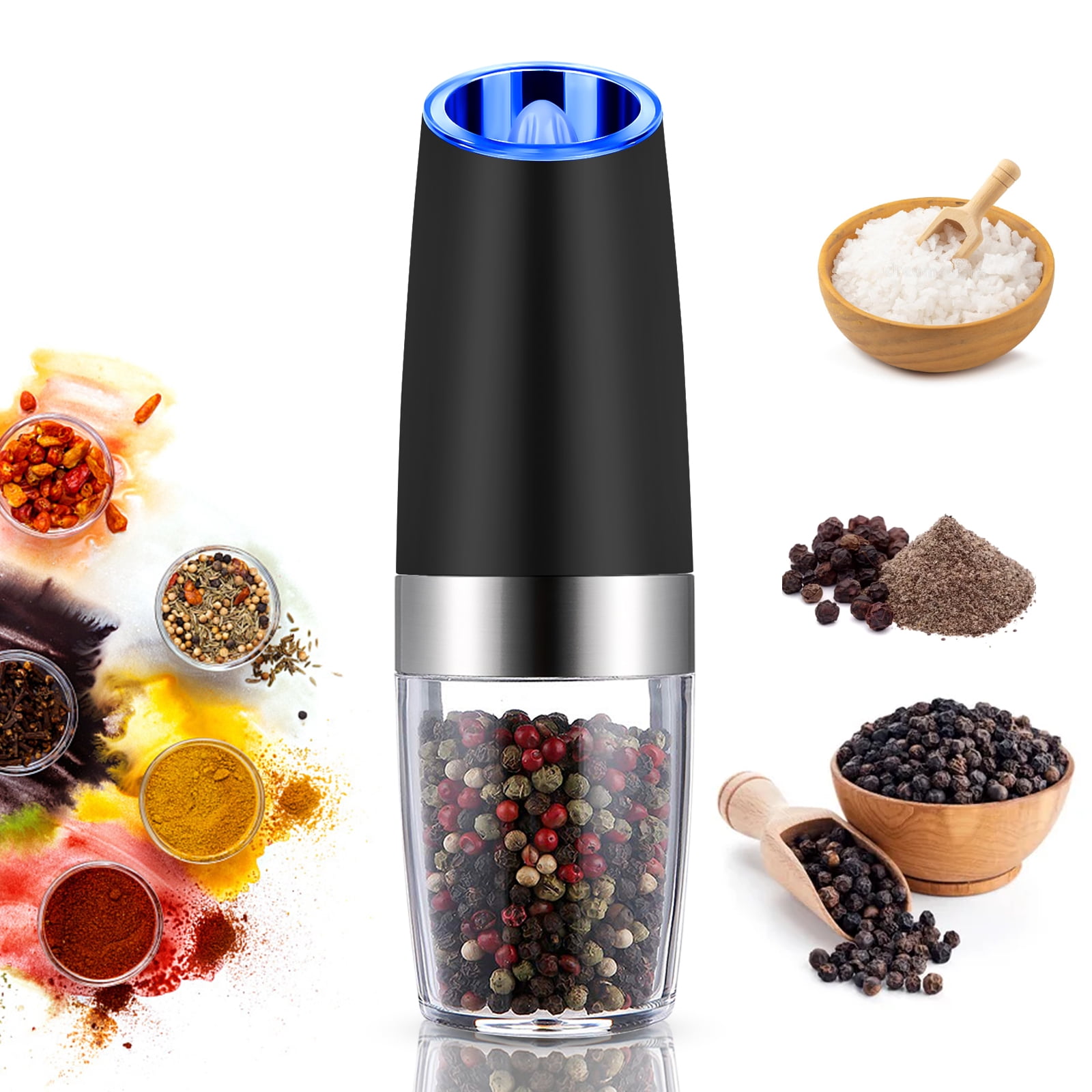Details about   Salt And Pepper Grinder Set Electric Gravity Operated Non-Slip Soft Grip 2-Piece 