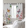 thumbnail image 3 of Pink Flowers Blackout Curtains 63 Inches Long, Spring Floral Butterfly Elegant Pastoral Thermal Insulated Black Out Curtains, Darkening Window Curtain Drapes for Bedroom Living Room 42"x63" 2 Panels, 3 of 9