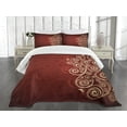 thumbnail image 3 of Ambesonne Burgundy Quilted Bedspread Set 3 Pcs, Ombre Flower Swirl Ivy, Queen Size, Cream Ruby, 3 of 5