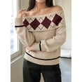 thumbnail image 6 of Women'S Off the Shoulder Sweater Fall Long Sleeve Going Out Y2k Tops Winter Date Night Outfits Khaki S, 6 of 10