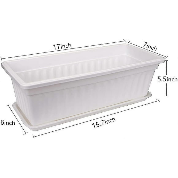 5 Pack 17 Inches White Flower Window Box Plastic