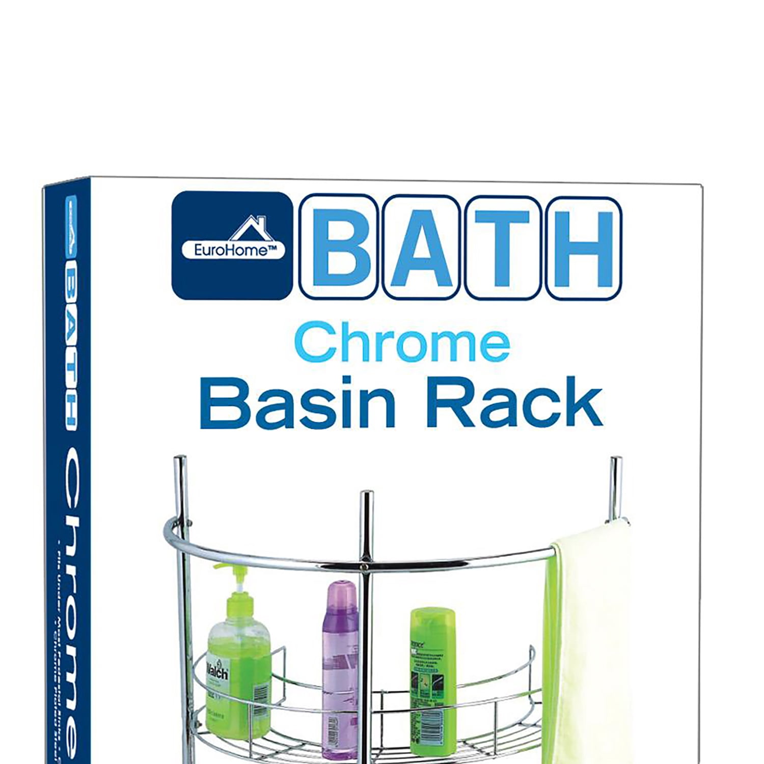 EuroHome Bath Chrome Basin Rack with Swivel Casters