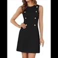 thumbnail image 2 of Vestido Mini Formal de Verano para Mujer, Informal, Sin Mangas, Elegante, con Botones, Ideal para Oficina Negro XL, 2 of 8