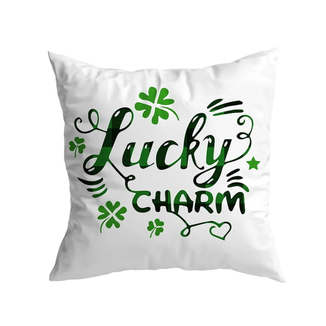 Funda de almohada para el Día de San Patricio | Trébol verde de tres hojas | Terciopelo de piel de durazno para sofá | 18"x18" | Lino decorativo festivo irlandés | Lavable a máquina | 1 pieza | Tela