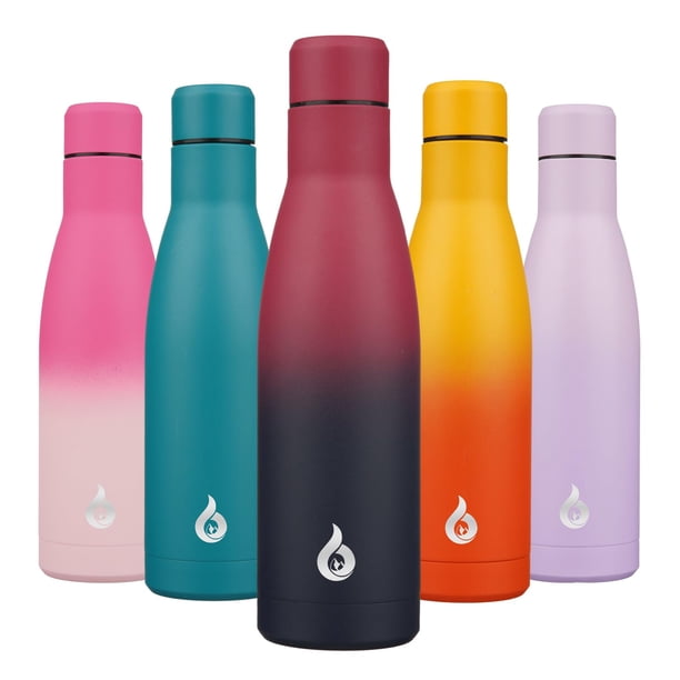 Botella de agua BJPKPK con aislamiento de acero inoxidable, 500 ml, negro y rojo