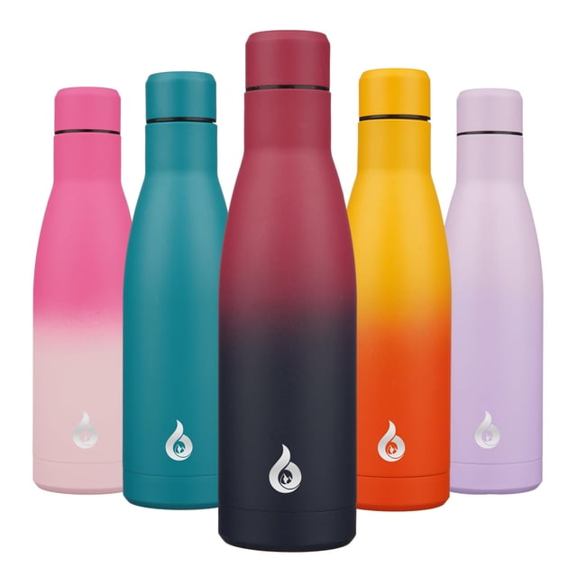 Botella de agua BJPKPK con aislamiento de acero inoxidable, 500 ml, negro y rojo