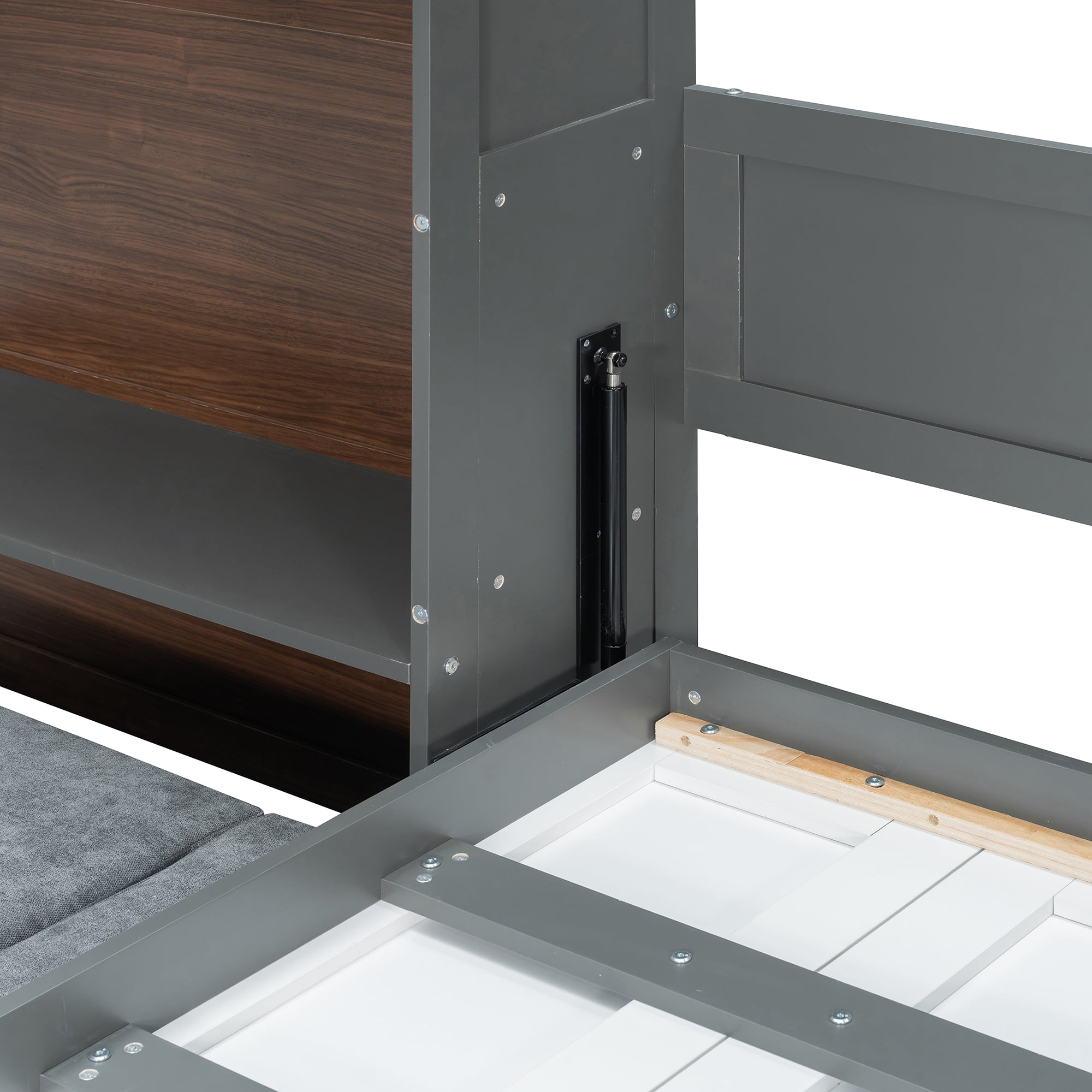 Twin Size Murphy Bed with SOpen Shelf, USB Port, L Shape Sofa, Space-Saving for Small Space, Guest Room
