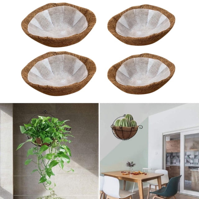 Cesta colgante natural redonda, maceta de fibra moldeada con forro para interior 2 piezas 35 cm 2 piezas 40 cm Sharpla Revestimiento de cesta colgante