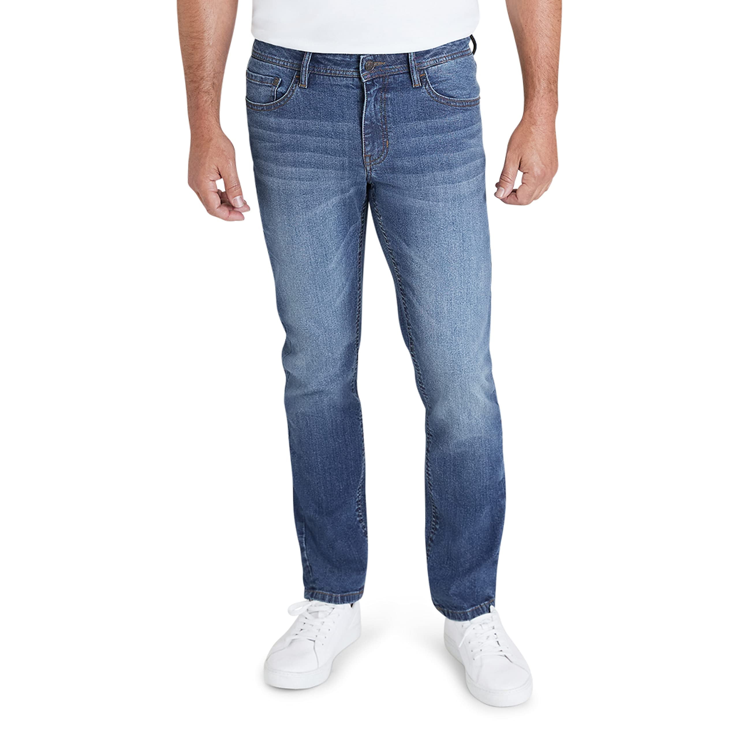 IZOD Denim Jeans for Men – Comfort Stretch, Straight Fit, 5 Pocket ...