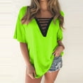 thumbnail image 3 of Mittory Women's Cutout Deep V Neck Choker Tee Short Sleeve Casual Blouse Summer Tunic Tops Shirts, 3 of 5