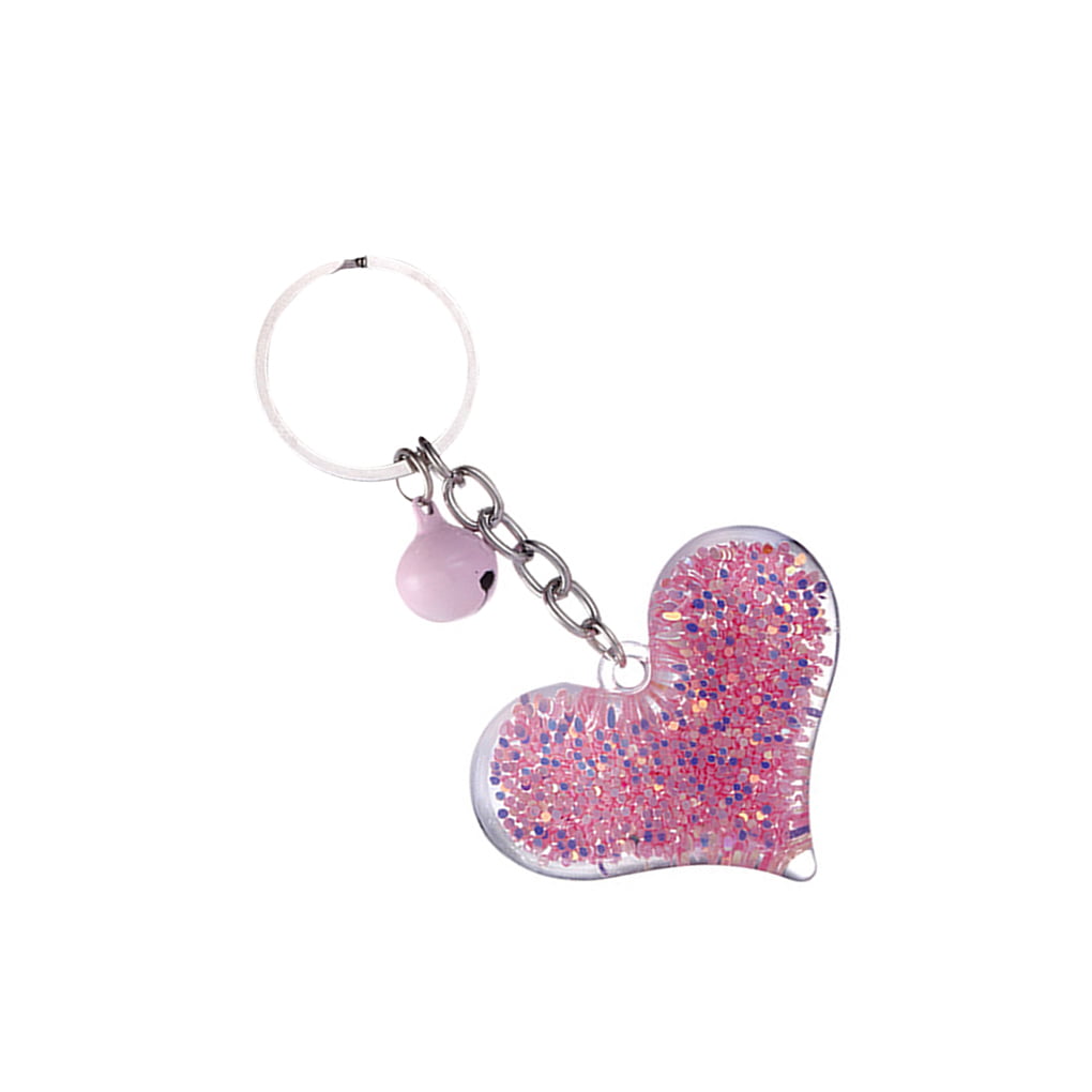 Heart Shape Acrylic Diamond Key Chain Fashion Portable Bags Keys Wallet Pendant 