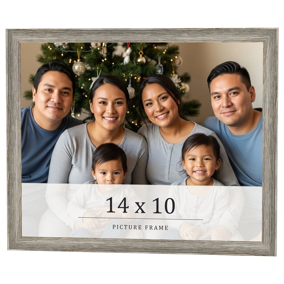 14x10 Frame Grey Solid Wood Picture Frame Width 1 Inches | Interior Frame Depth 0.5 Inches |