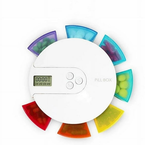 7-Day Automatic Pill Dispenser Weekly Smart Timing Reminder for with Alarm,Portable Electronic Medication Organizer