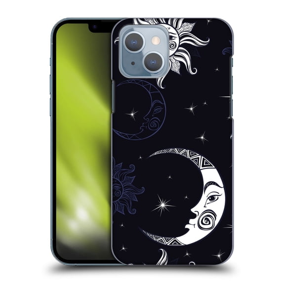 Head Case Designs Officially Licensed Haroulita Magick - Tarot - Mystical Star And Moon Black Hard Back Case Compatible with Apple iPhone 14