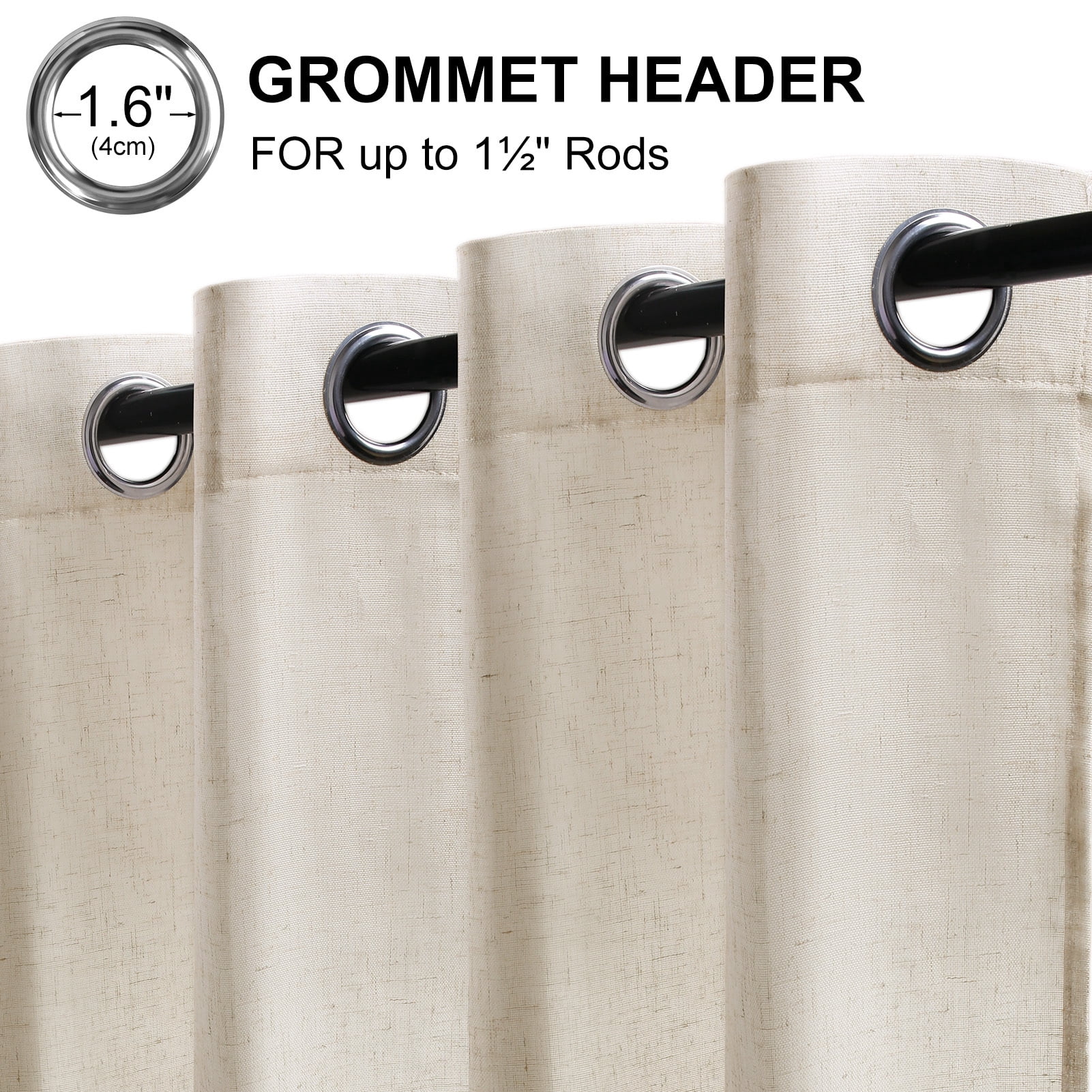 Linen Curtains 72 Inches Long 52" Wide for Bedroom Rod Pocket Semi Sheer Natural Linen Window Drapes Ensure privacy Farmhouse Curtains Extra Wide Curtain Panels(2 Panels)