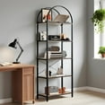 thumbnail image 4 of Memoryfield 5 Tier Arched Bookshelf, Industrial Open Back Bookcase, Modern Freestanding Display Shelving Unit Storage Rack with Metal Frame for Bedroom Living Room, Brown, 4 of 8