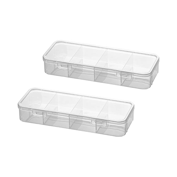 Desk Organizer Storage Box with Compartments, Stackable Clear Plastic Pencil Case with Lid, Multi Compartment Box for Pens Markers and Office Supplies, Translucent Organizer for and Home