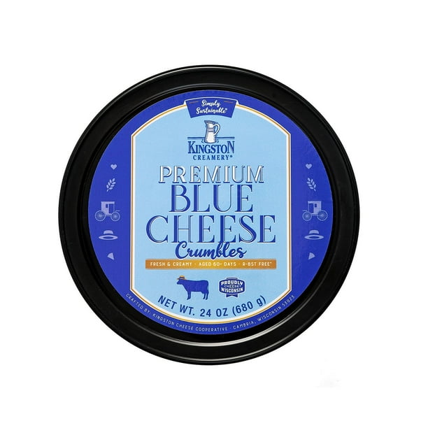Kingston Creamery Premium Amish Blue Cheese Crumbles, 24 oz