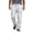White, variant on Ohufall Linen Pant for Men Solid Color Straight Leg Beach Casual Pants Lightweight Drawstring Elastic Waist Pants