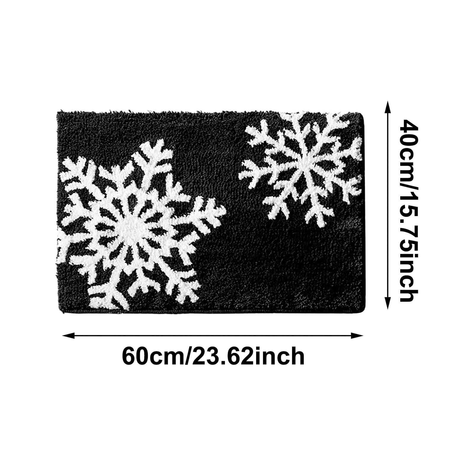 Christmas Snowflake Bath Mat, Soft Absorbent Bath Rug with Non- Back, Plush Winter Bathroom Carpet for Shower Tub Sink Floor Decor