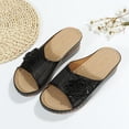thumbnail image 6 of Zefriona Women's Summer Wedge Sandals Slip On Floral Perforated Open Toe Casual Beach Shoes Black Size 8, 6 of 10