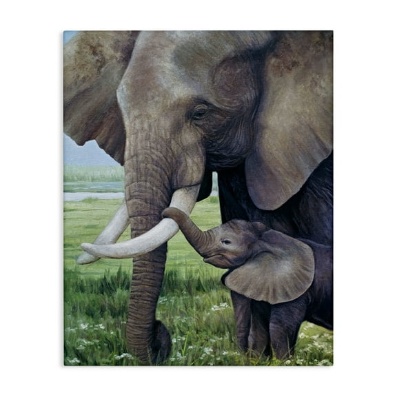 Stupell Industries Baby Elephant And Mother Canvas Wall Art, design by James Corwin