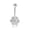 White, variant on AVORA 10K White Gold Bezel-set Simulated Diamond CZ Flower Belly Button Ring Body Jewelry (14 Gauge)