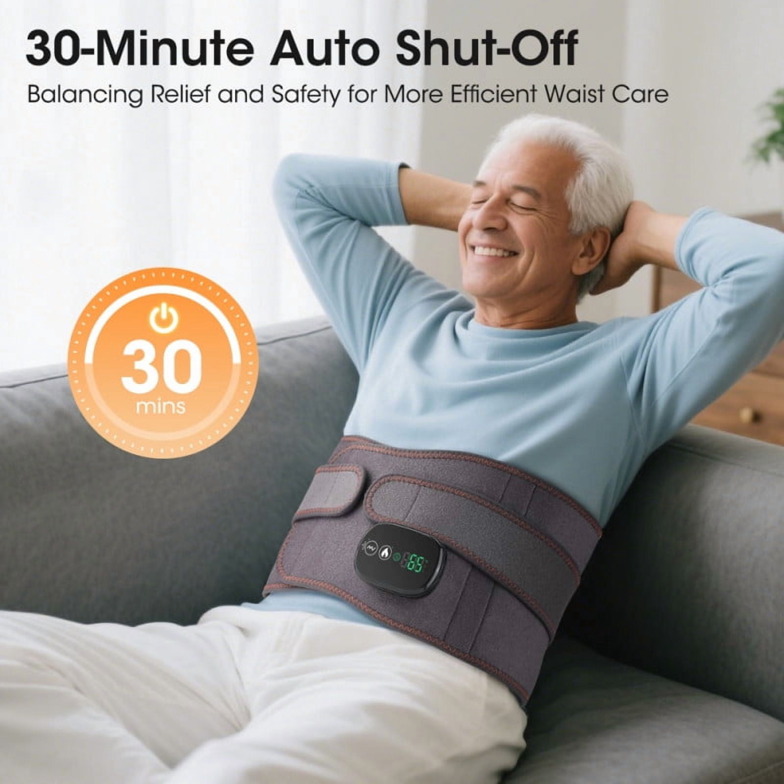 Cordless Heating Pad for Lower Back, Heated Waist Massager, Adjustable Electric Heating Wrap for Waist, Abdomen, with 3 Heat & 3 Vibration Levels, 5000mAh Battery