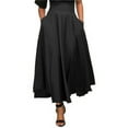 thumbnail image 2 of hhchenyulemon High Waist Pleated Long Skirts Women Lightweight Vintage Flared Skirt Swing Pocket Dress, 2 of 6