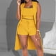 thumbnail image 2 of Conjunto de 3 piezas para mujer con chaleco sin mangas acanalado y pantalones cortos: conjunto informal elástico de color liso para salir de fiesta o para el día a día (tallas S-XXL), 2 of 5